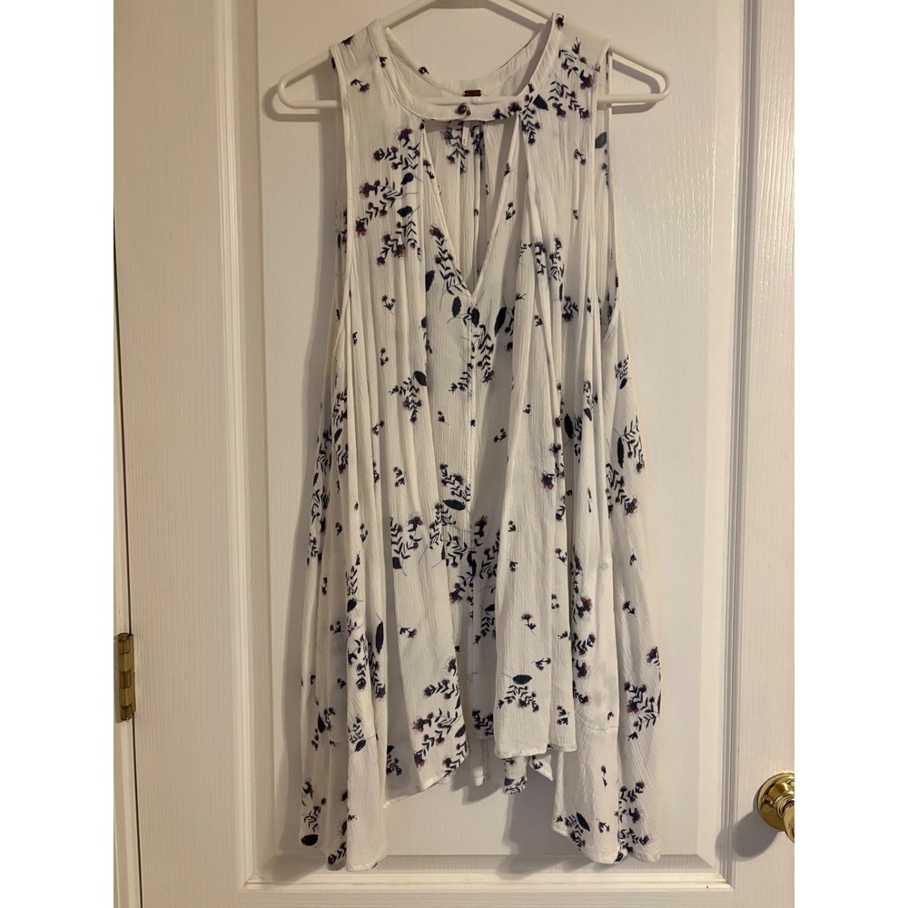 Free People Floral Snap Out Of It Swing Dress Size M Handkerchief Hem Cottage
